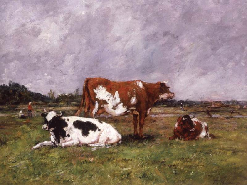 Eugene Boudin Cows in a Pasture Spain oil painting art